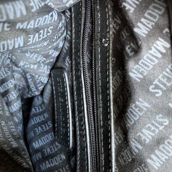 STEVE MADDEN BLACK SMALL PURSE WITH SCARF ACCENT AND DETACHABLE STRAP - Picture 7 of 9